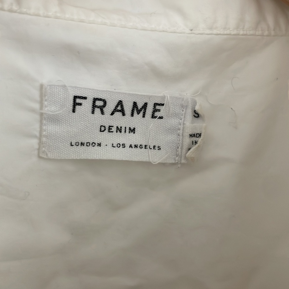 Frame white half button down blouse - Picture 3 of 3